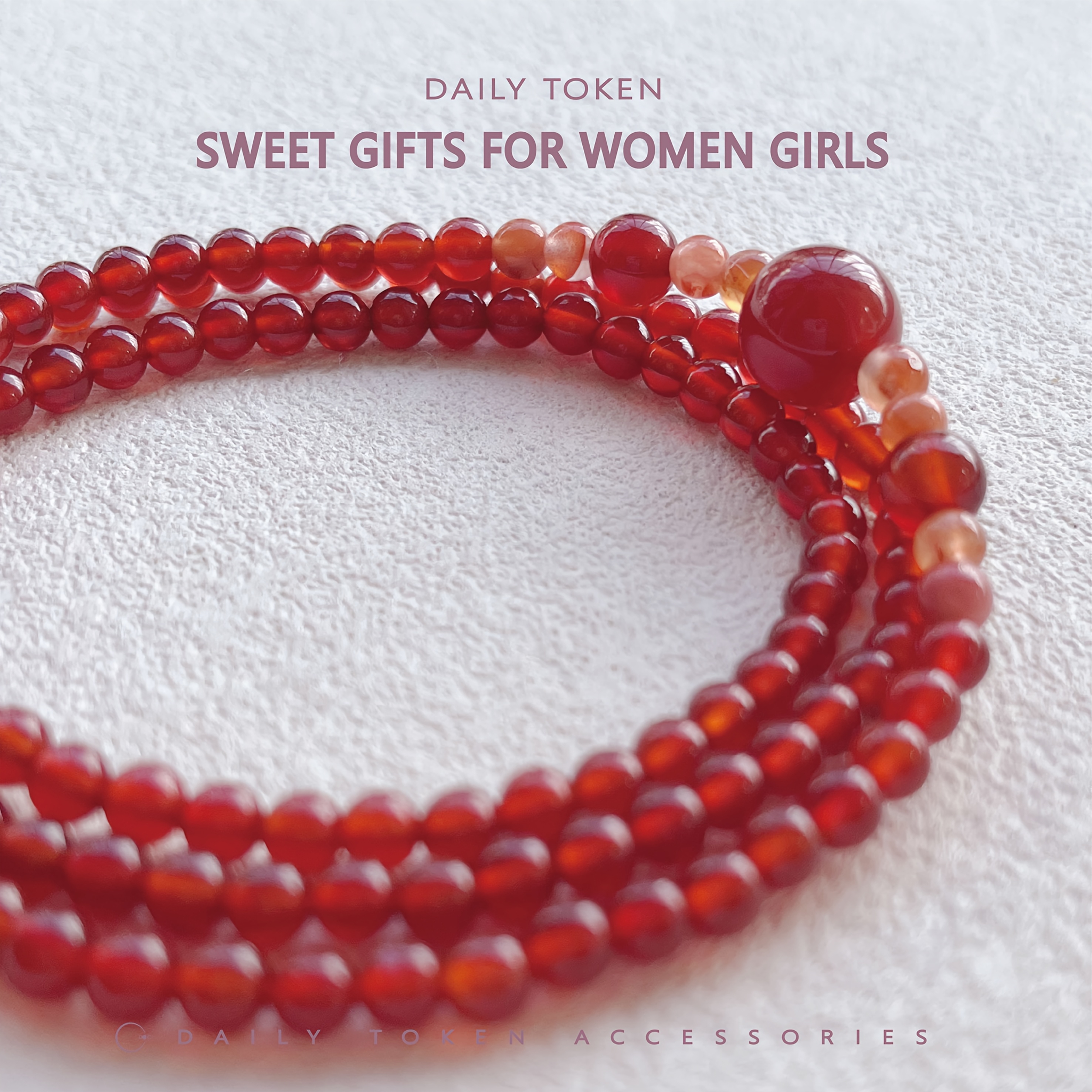 4mm Natural Two-Tone Multi-Loop Red Agate Bracelet
